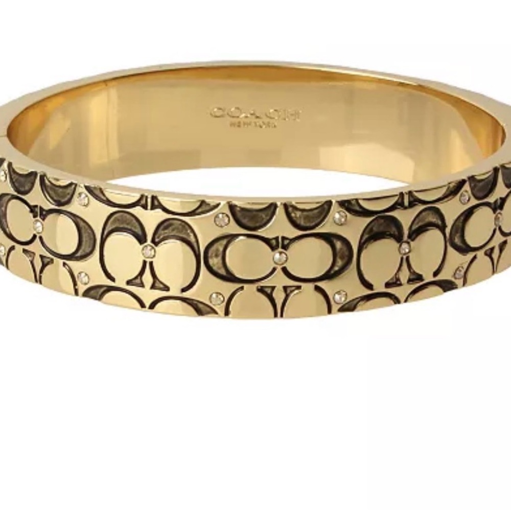 Coach Gold and Black Signature Bangle